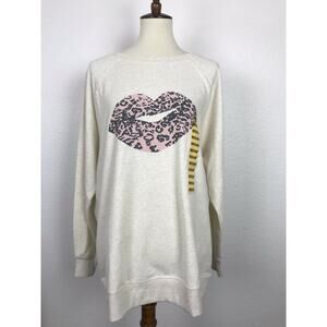 Wildfox Leopard Lips Stretch Pullover Sweatshirt